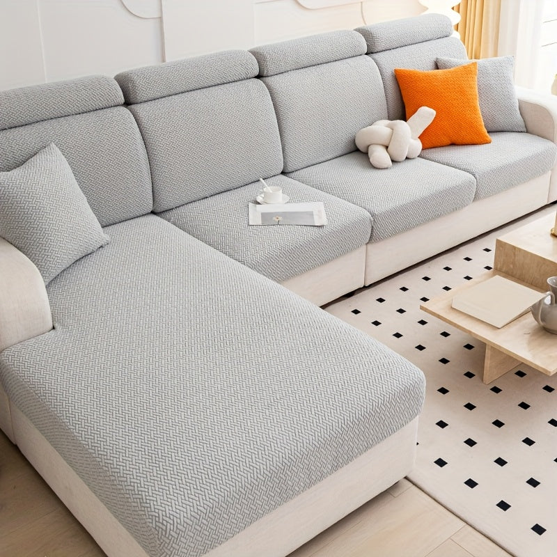 Stretch Jacquard Sofa Cover Non-Slip Elastic Furniture Protector for 1 2 3 4 Seater & L-Shaped Sectional Sofa – Wear-Resistant Polyester Slipcover, Machine Washable, Living Room Bedroom, 5 Colors