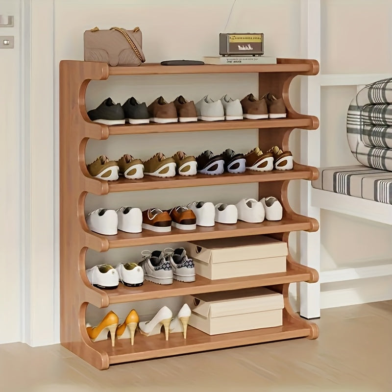 Cube Shoe Storage Rack 3/5/6 Tier with Wood Grain Finish – Freestanding Multi-Layer Independent Shoe Shelf, Space-Saving Easy Assembly Organizer for Entryway Dorm Bedroom Closet, Brown