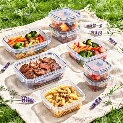 Food Storage Containers with Lids Set – Stackable Meal Prep Containers, Leakproof, Microwave & Freezer Safe, BPA-Free Plastic, 12/24/48/50 Piece Sets for Leftovers, Fruits & Vegetables