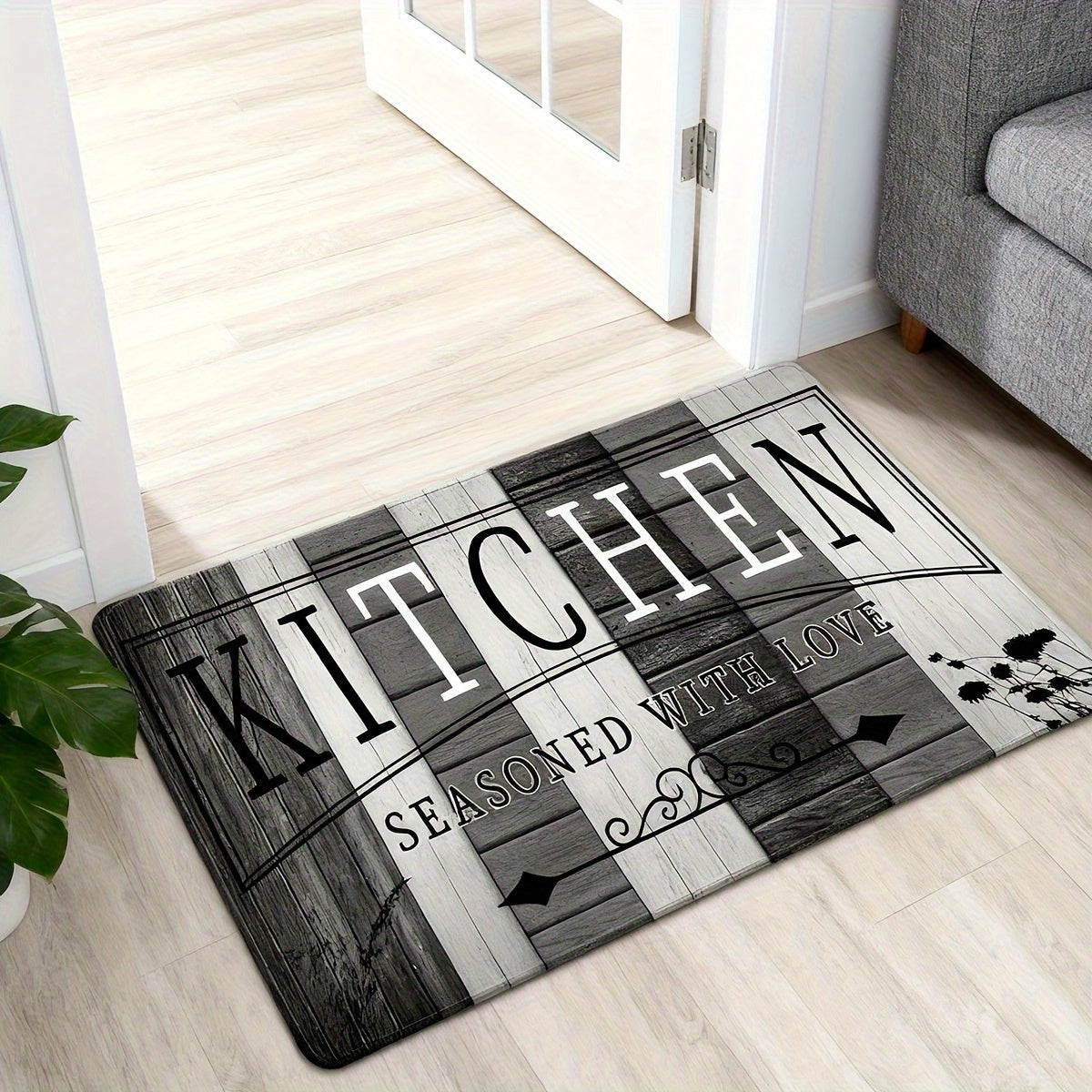 Kitchen Mat Printed Absorbent Non-Slip Durable Floor Mat for Kitchen Door Hallway Entryway Laundry Room, Modern Decorative Kitchen Rug Carpet Mat Easy to Clean
