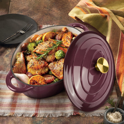 Cast Iron Dutch Oven 4.5 QT with Lid – Enameled Non-Stick Pot for Bread Baking, Sourdough, Braising & Slow Cooking | Dual Handles, Oven Safe 500°F