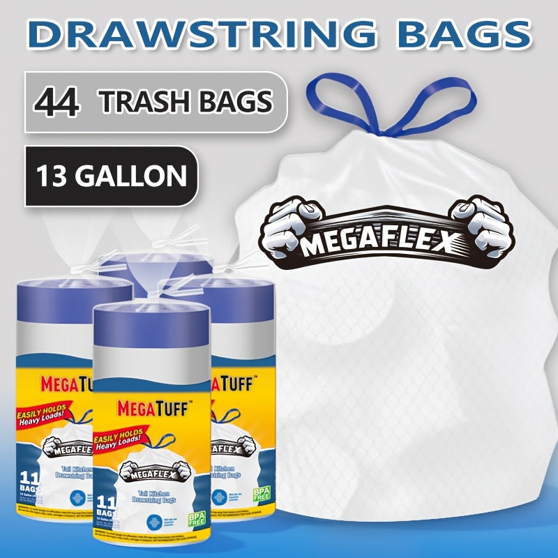 Expandable Trash Bags 13 Gallon Boxed Heavy Duty – Super Strong Leak-Resistant Odor-Proof Garbage Bags, Multiple Count Options 44 to 360 Bags, Drawstring & Clear Styles, Kitchen Bedroom Outdoor Use