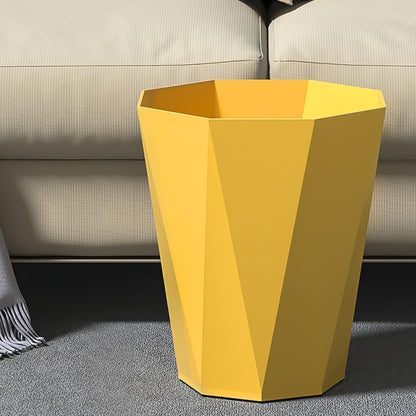 Nordic Octagonal Trash Bins Set of 2 - Geometric Plastic Small Wastebasket for Home Office, Bathroom, Kitchen & Bedroom, Modern Open-Top Waste Bin with Brushed Finish