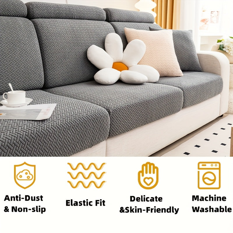 Stretch Jacquard Sofa Cover Non-Slip Elastic Furniture Protector for 1 2 3 4 Seater & L-Shaped Sectional Sofa – Wear-Resistant Polyester Slipcover, Machine Washable, Living Room Bedroom, 5 Colors