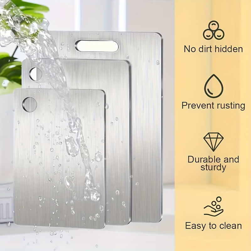 Stainless Steel Kitchen Tray Set 3 Pack – Multi-Size Food Contact Safe Slicing Plates for Fruits, Vegetables, Meat & Bread, Durable & Easy to Clean for Home Kitchen and Restaurant Use