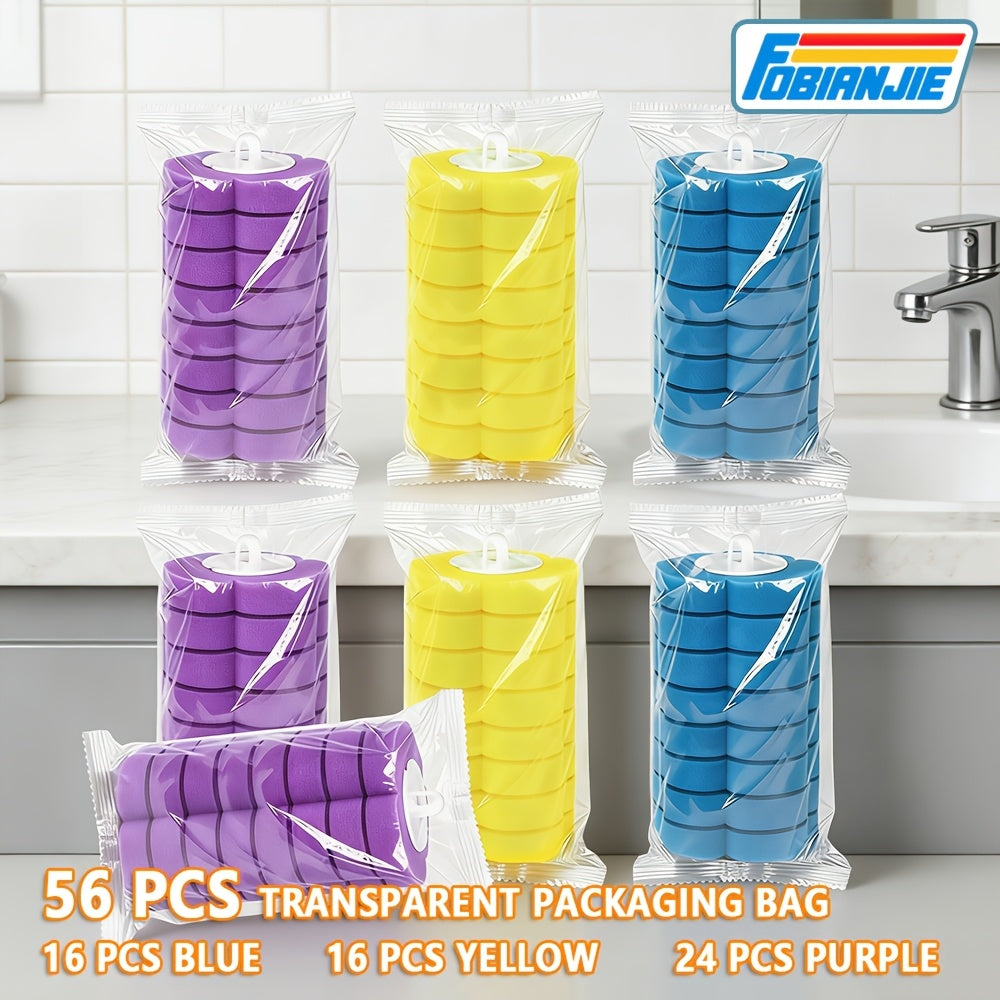 Toilet Wand Refills 56/72 Pack Disposable Replacement Heads for Toilet Bowl Brush, 3-Color Individually Wrapped Scrubbing Pads for Bathtub & Wash Basin Cleaning – Refills Only