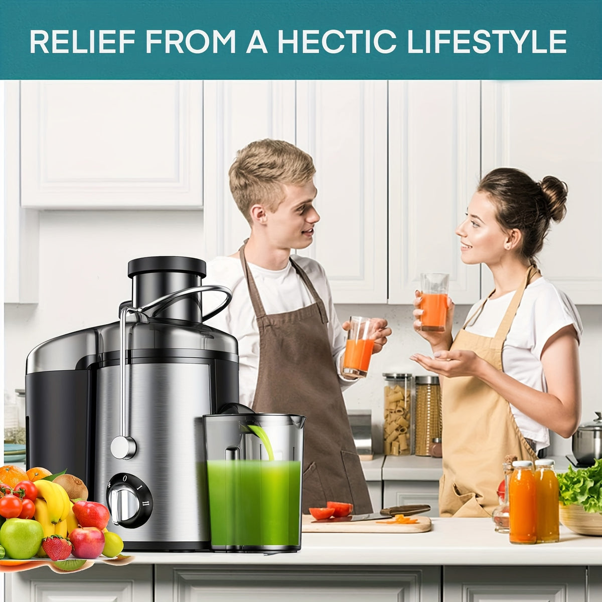 Wide Mouth Juicer Extractor 500W 3-Speed for Fruits and Vegetables – 3-Inch Feed Chute Centrifugal Juice Machine, High Juice Yield, Easy to Clean Detachable Parts, Fast Juicing for Home Kitchen