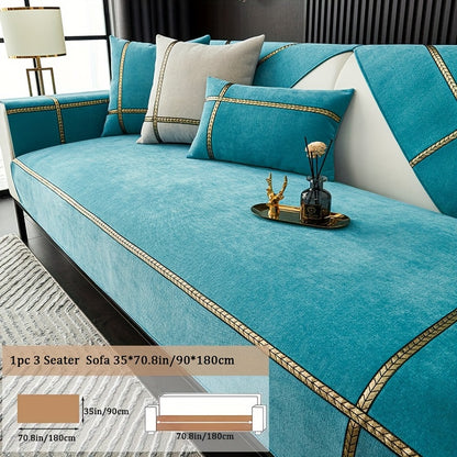 Chenille Sofa Cover Pet-Friendly All-Season Slipcover Furniture Protector for Living Room Bedroom Office - Fits Single 2 3 4 Seater Sofa - Blue-Green Deep Gray Off White Light Gray