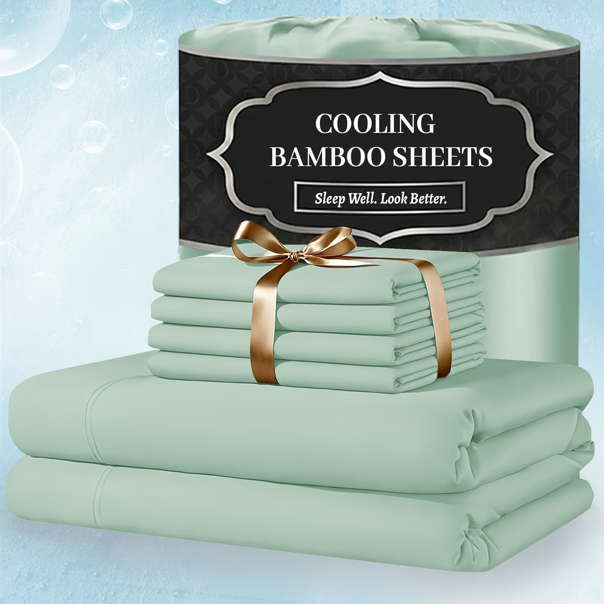 Bamboo Bed Sheet Set Extra Deep Pocket – 4 & 6 Piece Breathable Cooling Fitted Sheet Set, Soft Wrinkle-Free Hotel Luxury Bedding for Hot Sleepers, Twin Full Queen King Size with Pillowcases