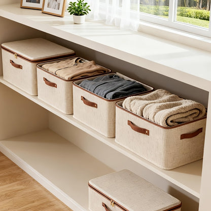 Foldable Storage Bins with Lids 2 Pack Large Capacity Collapsible Organizer for Clothes, Blankets, Books, Toys & Under-Bed Storage – Space Saving Home Storage Solution