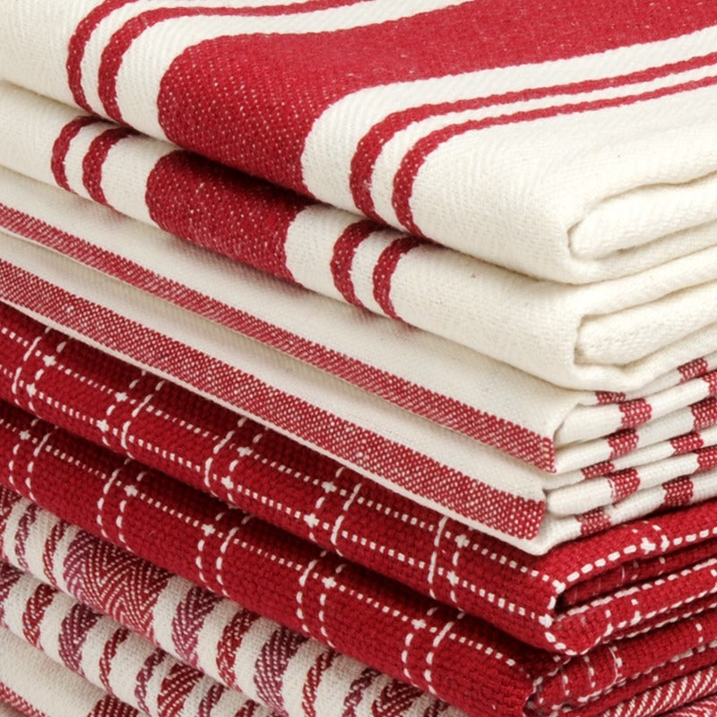 100% Cotton Kitchen Towels 10 Pack – Flat Weave Absorbent Dish Towels in Assorted Colors, Reusable Cloth Towels for Cooking, Cleaning & Drying Hands – Holiday & Everyday Kitchen Essential