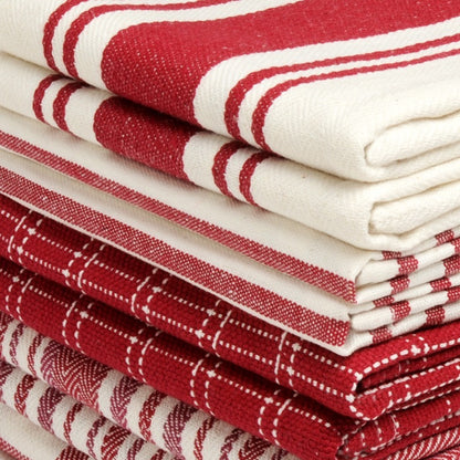 100% Cotton Kitchen Towels 10 Pack – Flat Weave Absorbent Dish Towels in Assorted Colors, Reusable Cloth Towels for Cooking, Cleaning & Drying Hands – Holiday & Everyday Kitchen Essential