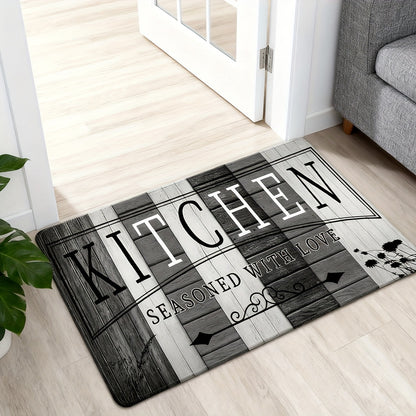 Kitchen Mat Non-Slip Absorbent - Anti-Fatigue Floor Mat for Kitchen Bathroom Laundry Room Hallway, Washable Cushioned Rug with Printed Design, Multiple Sizes & Wood Grain Options