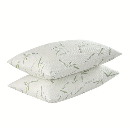 Cooling Pillows for Sleeping Set of 2 - Bamboo Fiber Bed Pillows for Back, Stomach & Side Sleepers, Soft Breathable Shredded Memory Foam Pillow with Washable Cover, Standard Queen King, Bundle Sets