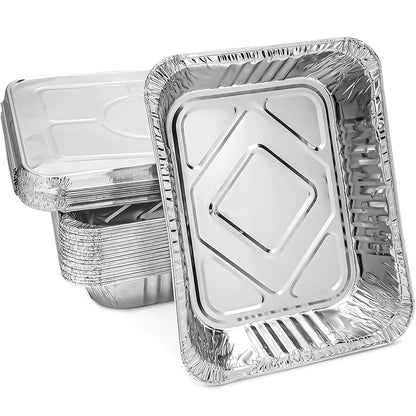 Disposable Aluminum Pans with Lids 25 Pack - 9x13 Half Size Heavy Duty Foil Baking Trays for Roasting, Reheating & Cooking - Oven Safe Steam Table Chafing Pans, Commercial Grade Durable Foil Trays
