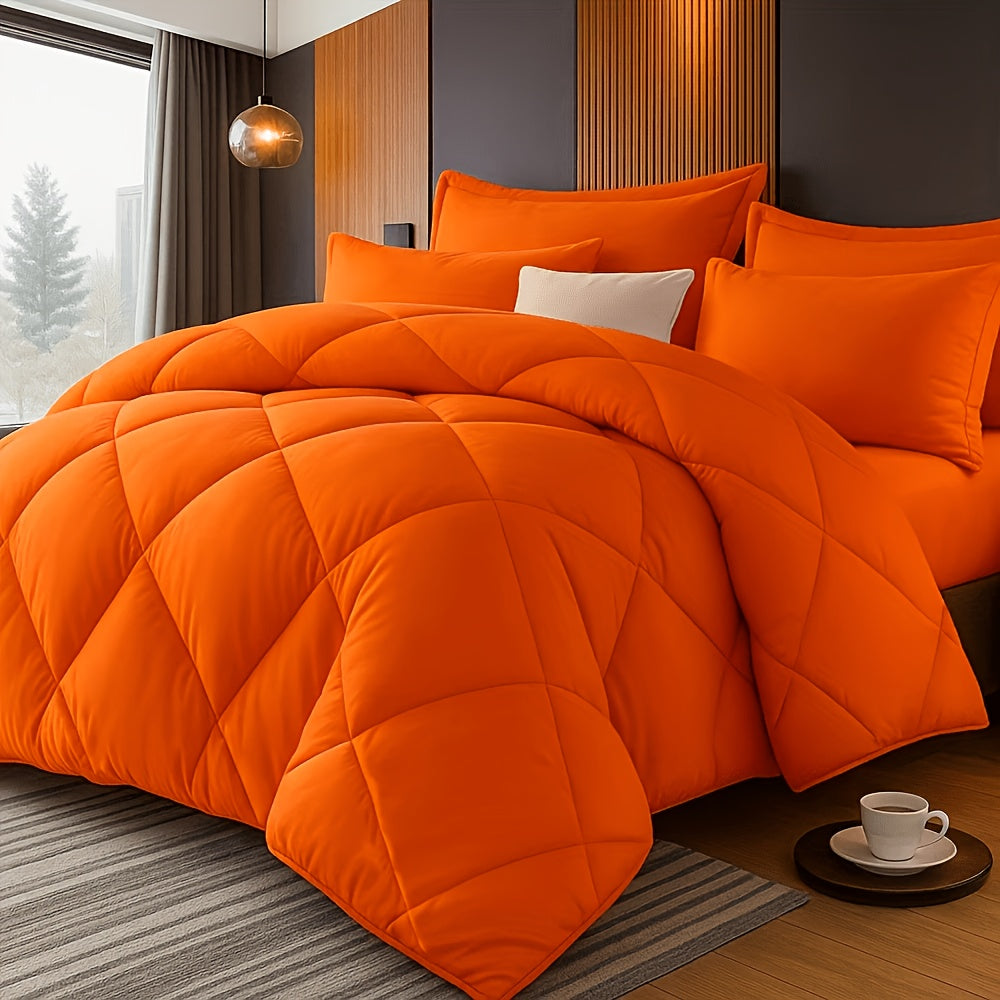 Thin Quilt Bedding Set with Pillowcases Lightweight Breathable Summer Comforter Solid Color Bed Quilt Twin Full Queen King Size Soft Fiber Filled Blanket for Bedroom