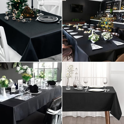 Satin Tablecloth 2-Pack 57x102 Inch Rectangular Smooth Fabric Table Cover - Elegant Tabletop Decoration for Wedding Banquet Birthday Party Outdoor Events - Polychrome Champagne Black Dark Green Rose Gold