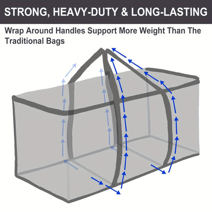 Moving Bags Heavy Duty Extra Large - Waterproof Storage Bags with Sturdy Handles & Zippers, Reusable Closet Storage Totes for Clothes, Bedding & Moving, Collapsible Storage System, Blue 6pcs 16pcs