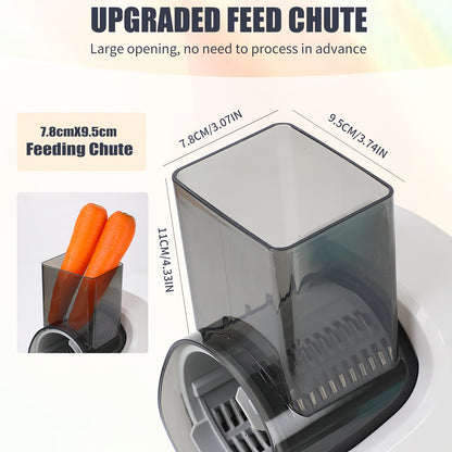 Electric Vegetable Slicer Shredder with Multi Cone Blades – Spiralizer & Salad Maker for Fruits Veggies, Stainless Steel, Semi-Auto, White & Green
