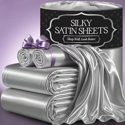 Satin Sheets Set 2100TC Ultra Soft Silky Breathable Bed Sheet Set 3 4 Piece Luxury Hotel Quality Deep Pocket Twin Full Queen King Champagne Black Pink Burgundy Navy