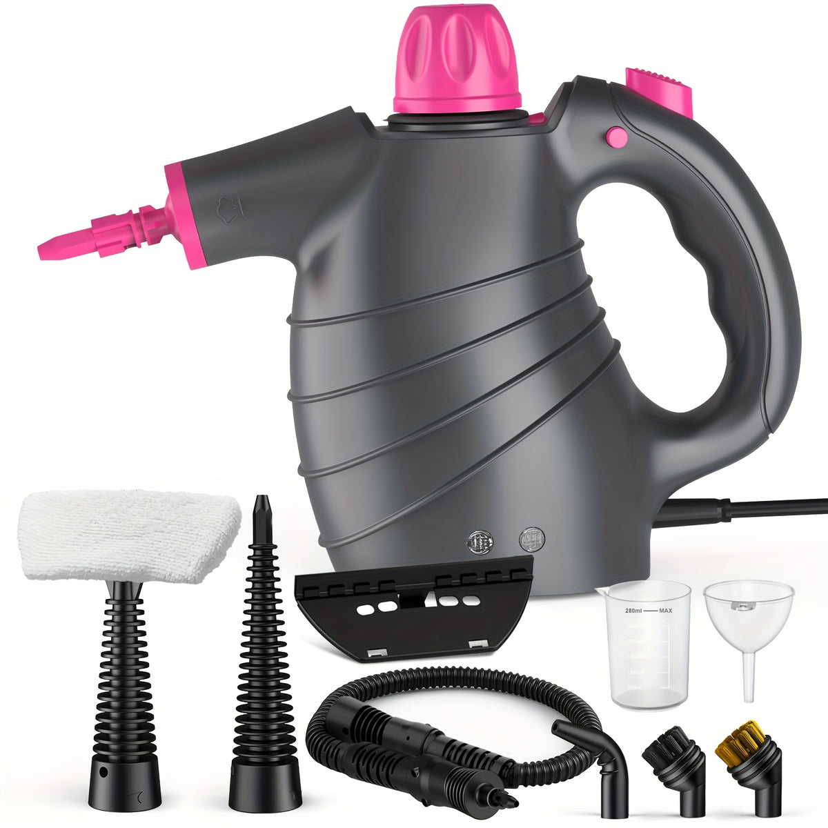 Handheld Steam Cleaner 1050W with 12 Brush Heads Chemical-Free Portable Steam Cleaner Fast Heat-Up Large Water Tank Safety Lock – for Home Car Floor Tile Furniture Grout Bathroom Kitchen