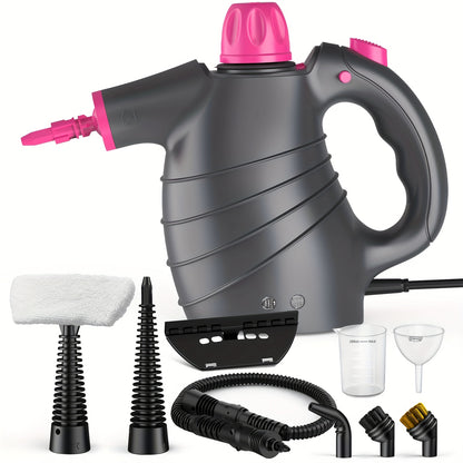 Handheld Steam Cleaner 1050W with 12 Brush Heads Chemical-Free Portable Steam Cleaner Fast Heat-Up Large Water Tank Safety Lock – for Home Car Floor Tile Furniture Grout Bathroom Kitchen