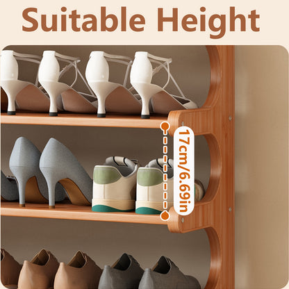Bamboo Shoe Rack Freestanding 3 5 6 Tier Wood Grain Finish Space Saving Shoe Shelf Entryway Bedroom Closet Dorm Easy Assembly Shoe Storage Organizer Brown