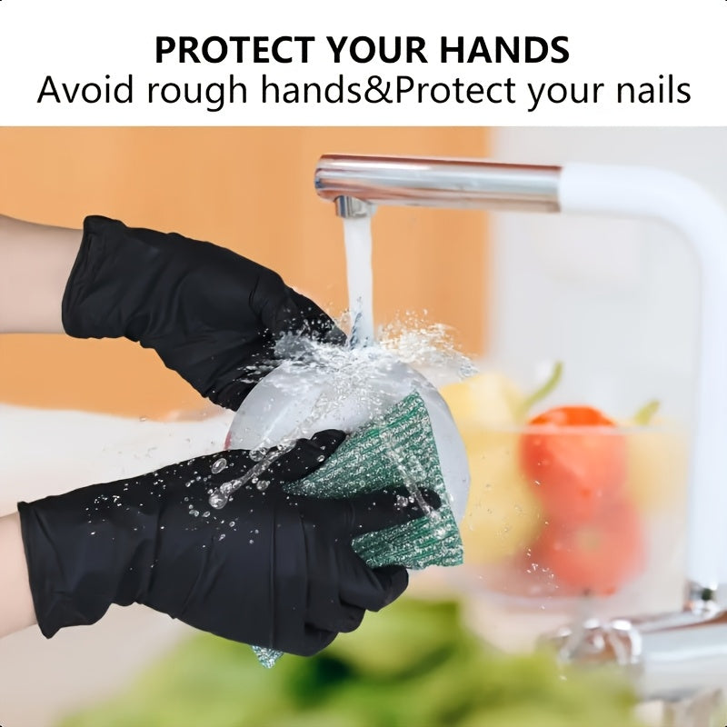 Black Nitrile Disposable Gloves 200 Count – 6 Mil Heavy Duty, Latex-Free, Powder-Free, Chemical Resistant, Flexible Form-Fitting Gloves for Cleaning, Cooking, Automotive & Maintenance, Sizes S-XL