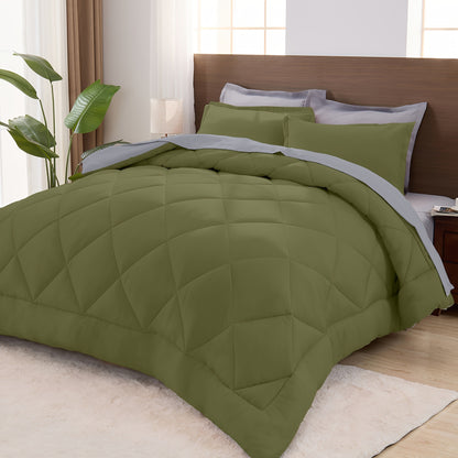 Comforter Set Quilted Bedding All Seasons – Warm Soft Breathable Fluffy Fill Duvet with Pillowcases, Twin XL Full Queen King Cal King, Multiple Colors