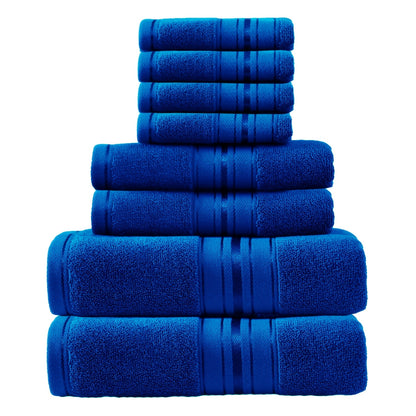 Cotton Bath Towel Set 8 Piece – Hotel Quality Luxury Spa Towels, Includes 2 Bath Towels, 2 Hand Towels & 4 Washcloths, Soft Absorbent, 15 Colors for Bathroom & Spa
