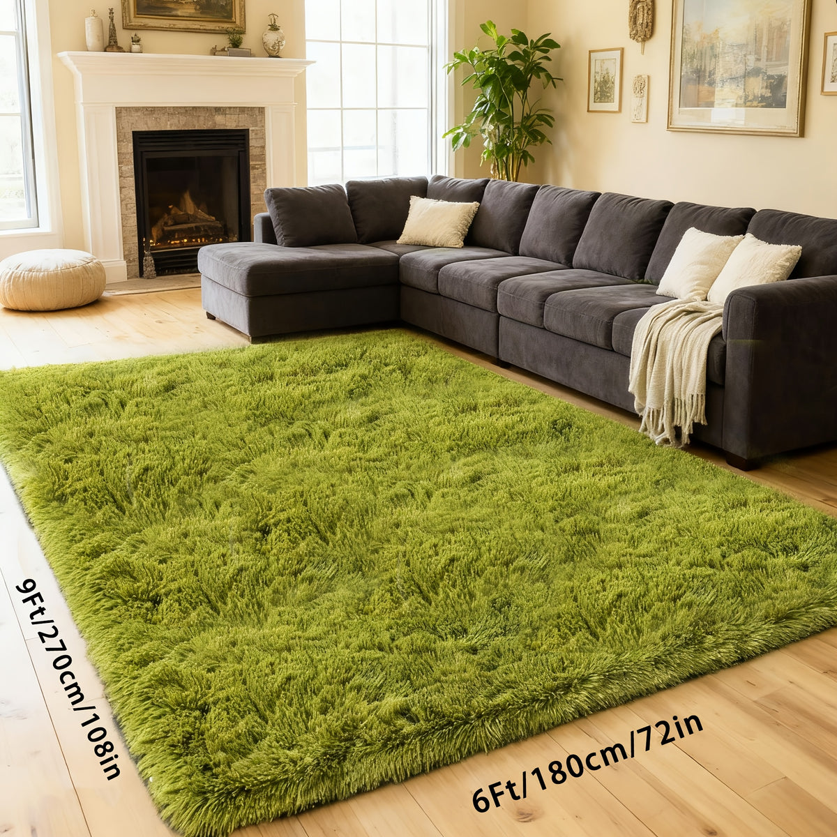 Machine Washable Shag Rug Super Soft Thick Plush Non-Slip Fluffy Carpet for Bedroom Living Room Study Dorm - 3x5 5x7 6x9 8x10 Ft - White Pink Gray Blue Green Black Home Decor Christmas Gift
