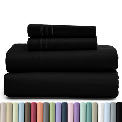 1800 Series Bed Sheets Set 4 Pieces – Brushed Microfiber Deep Pocket Sheet Set with Pillowcases, Cooling & Breathable Bedding for All Seasons, Fade Resistant, Fits Mattresses Up to 16 Inches