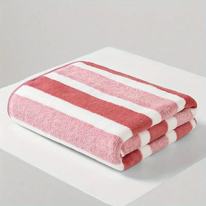 Striped Bath Towel Set, Absorbent Quick-Dry Shower Towels, Super Soft Skin-Friendly Cotton-Feel Bathing Towels for Home Bathroom & Beach, 27.6x55.1 Inch, Available in 1-Pack & 4-Pack, Multiple Colors