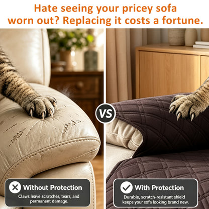 Waterproof Recliner Cover with Side Pockets – Non-Slip Quilted Recliner Slipcover, Scratch-Resistant & Machine Washable, Pet & Kid Friendly Furniture Protector