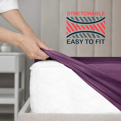 Fitted Sheet Brushed Microfiber Deep Pocket – Cooling Ultra Soft Silky Bed Sheet, Shrink & Fade Resistant, Fits Mattress Up to 16", Twin Twin XL Full Queen King Cal King, 8 Colors
