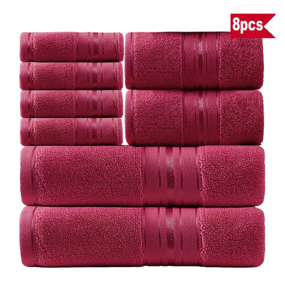 Cotton Bath Towel Set 8 Piece – Hotel Quality Luxury Spa Towels, Includes 2 Bath Towels, 2 Hand Towels & 4 Washcloths, Soft Absorbent, 15 Colors for Bathroom & Spa