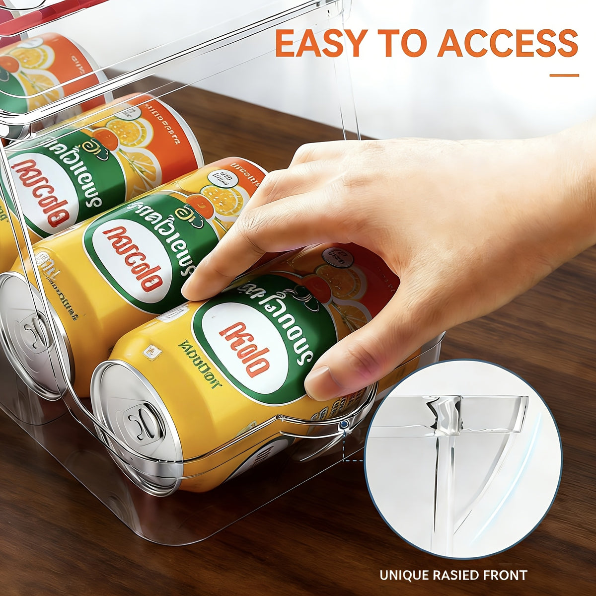 Stackable Soda Can Organizer for Refrigerator – BPA-Free Clear Can Holder Dispenser with Lid for Fridge Pantry Freezer, Holds 9 Cans Each