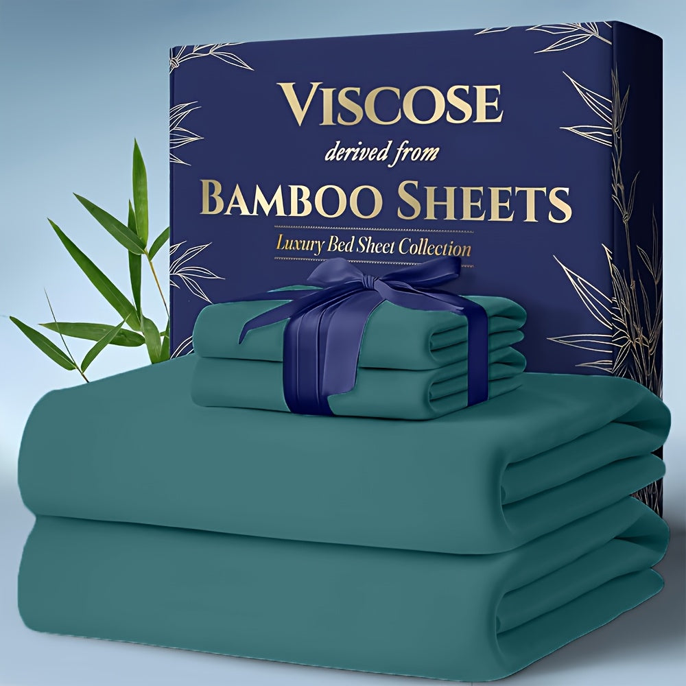Cooling Bed Sheets Set Bamboo Blend - Ultra-Soft Breathable Deep Pocket Sheets for Hot Sleepers, Twin Full Queen King Size, 13 Colors, Moisture-Wicking Temperature Regulating Bedding