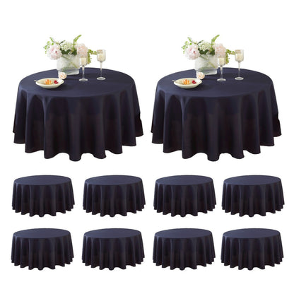 Round Tablecloth 10 Pack Wrinkle-Resistant Polyester Fabric Table Cover for Wedding Party Banquet Restaurant Home, Washable Reusable Round Table Cloth 60 70 90 108 120 Inch Multiple Colors