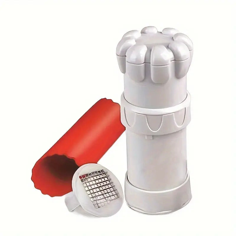 5-in-1 Garlic Press with Stainless Steel Blades & Ergonomic Handle – Heavy Duty Garlic Crusher Mincer Peeler Chopper Mixer, Dishwasher Safe Space-Saving Kitchen Gadget, 2 Pack
