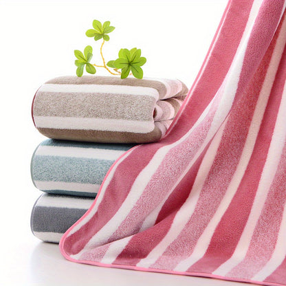 Striped Bath Towel Set, Absorbent Quick-Dry Shower Towels, Super Soft Skin-Friendly Cotton-Feel Bathing Towels for Home Bathroom & Beach, 27.6x55.1 Inch, Available in 1-Pack & 4-Pack, Multiple Colors