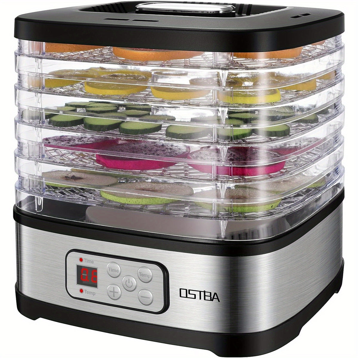 Food Dehydrator Machine 5-Tray with Adjustable Temperature & 72H Timer – 240W Electric Dryer for Jerky, Fruit, Herbs, Dog Treats & Snacks, LED Display + Recipe Book