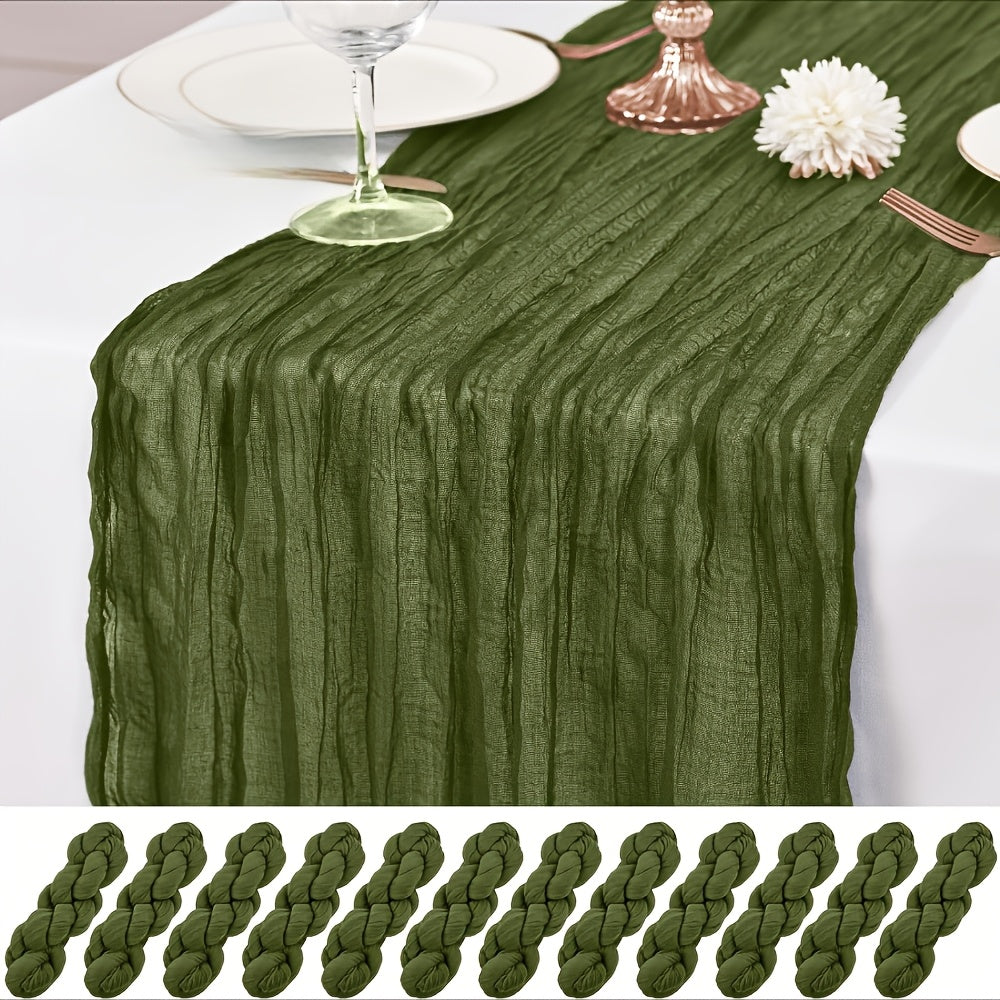 Cheesecloth Table Runner 10ft, Set of 12 Boho Gauze Table Runners 21.3x120 Inch – Rustic Romantic Bulk Cheese Cloth Roll for Wedding, Bridal Shower, Birthday Party & Dining Table Decor, 16 Colors