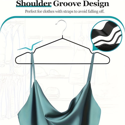Heavy Duty Metal Clothes Hangers Non-Slip Bulk Set 30/50/100 Pack – High Manganese Steel Coat Hangers Thickened Waterproof Rust-Proof, Space Saving Closet Organizer for Home & Commercial Use