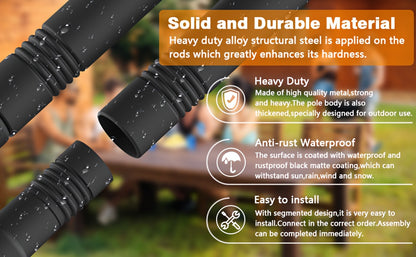 Outdoor String Light Poles 4 Pack 11.1FT Heavy Duty Rustproof Metal Ground Stake Stand for Patio Garden Backyard Wedding Halloween Fall Party Decor