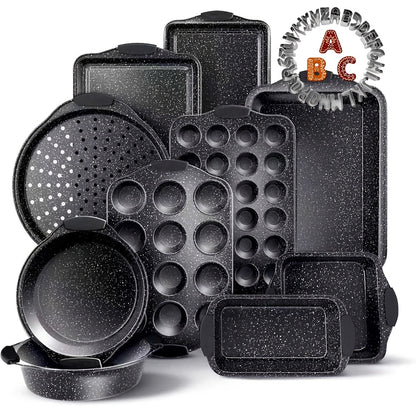 Nonstick Bakeware Set with Baking Pans – Oven-Safe Baking Sheets, Cake Pan, Muffin Pan, Loaf Pan, Roast Pan & Cookie Sheet – Complete Kitchen Baking Supplies with Rack, Whisks & Spatulas (2–24pcs)