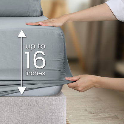 1800 Series Bed Sheets Set 4 Pieces – Brushed Microfiber Deep Pocket Sheet Set with Pillowcases, Cooling & Breathable Bedding for All Seasons, Fade Resistant, Fits Mattresses Up to 16 Inches
