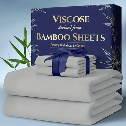 Bamboo Cooling Bed Sheet Set 6-Piece – Ultra-Soft Deep Pocket Fitted Sheet for Hot Sleepers Double-Stitched Machine Washable Twin Full Queen King in 7 Colors