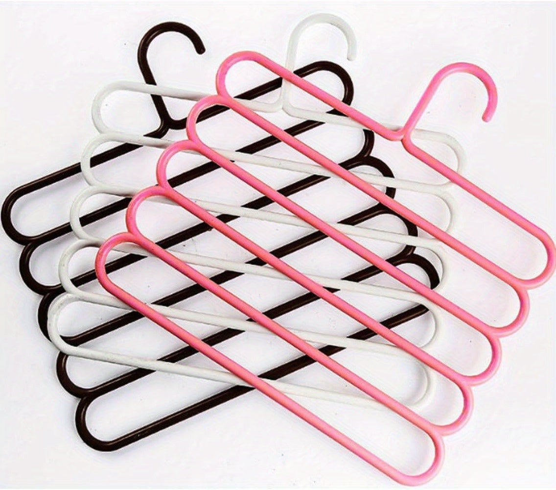 Pants Hangers 5 Pack 5-Layer Non-Slip Space Saving Closet Organizer Hanger Rack for Clothes Pants Jeans Scarves Ties Wardrobe Laundry Room 4 Colors
