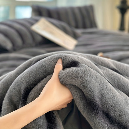 Faux Rabbit Fleece Blanket, Double Layer Thickened Soft Warm Throw – All Season Reversible Blanket for Adults, Couch, Bed & Travel, Machine Washable, Throw / Twin XL / Queen / King, Grey Khaki Beige